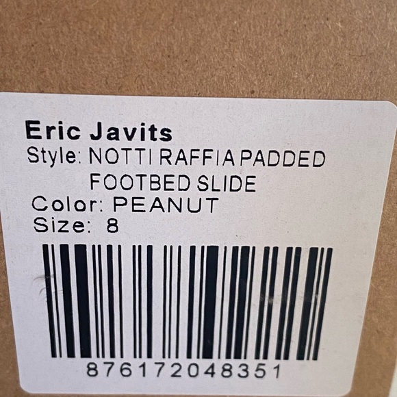 ERIC JAVITS NIB NOTTI RAFFIA PADDED SLIDE IN PEANUT Size 8 Retail $145 - Picture 6 of 10